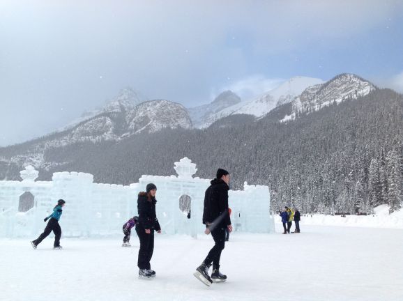 Optional ice skating on the Lake Louise Winterland Tour with White Mountain Adventures